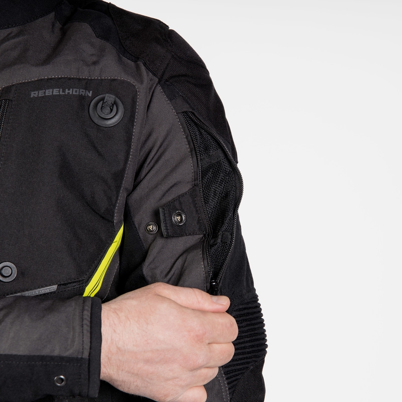 Rebelhorn Borg zwart-donkergrijs-fluo geel motorjack
