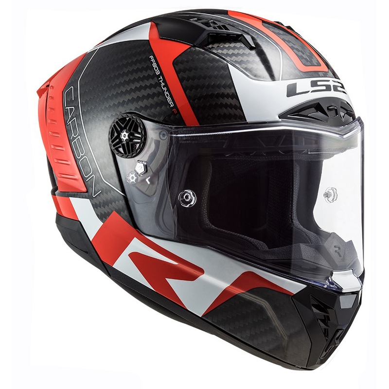 LS2 FF805 Thunder C Racing1 zwart-wit-rode integraal motorhelm