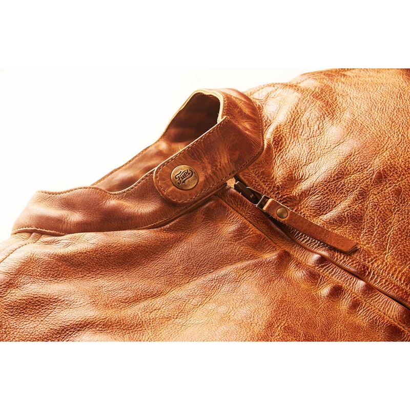 Fuel Bourbon Bruin Leren Motorjack uitverkoop