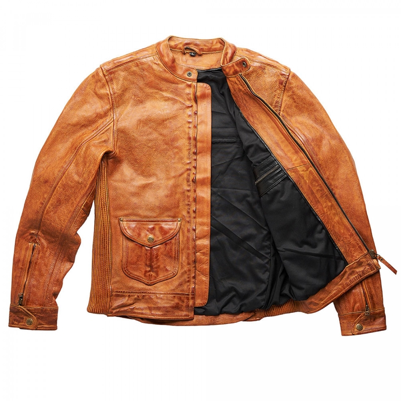 Fuel Bourbon Bruin Leren Motorjack uitverkoop