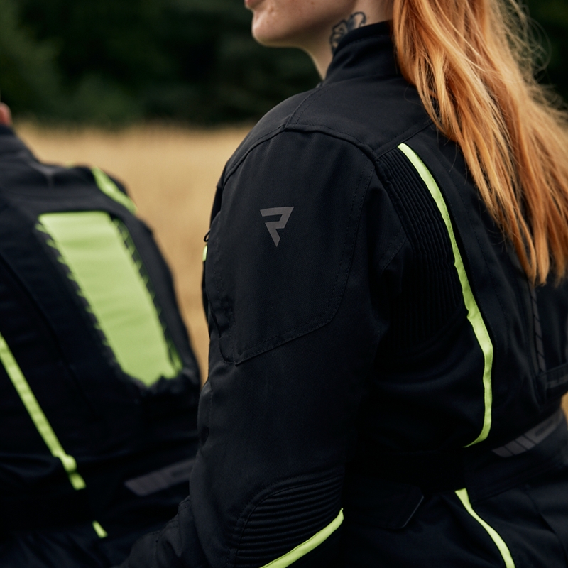 Dames moto jas Rebelhorn Hiker III zwart-fluo geel uitverkoop