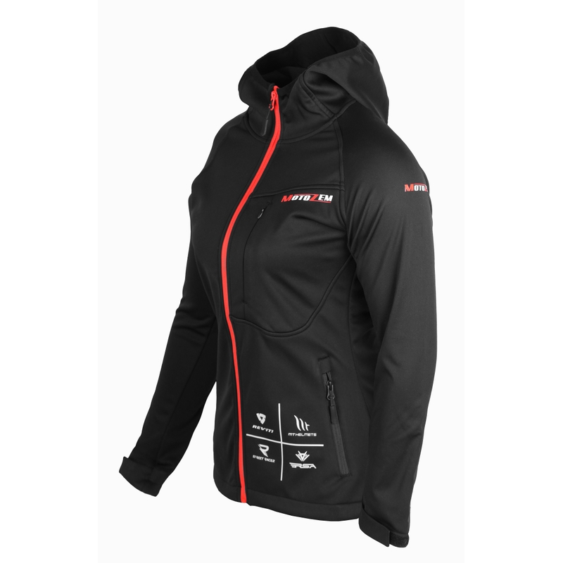 Dames softshelljack MotoZem Racing Team zwart-rood
