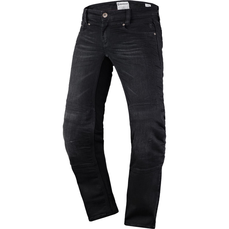 Dames SCOTT Denim Stretch Motorcycle Jeans Zwart