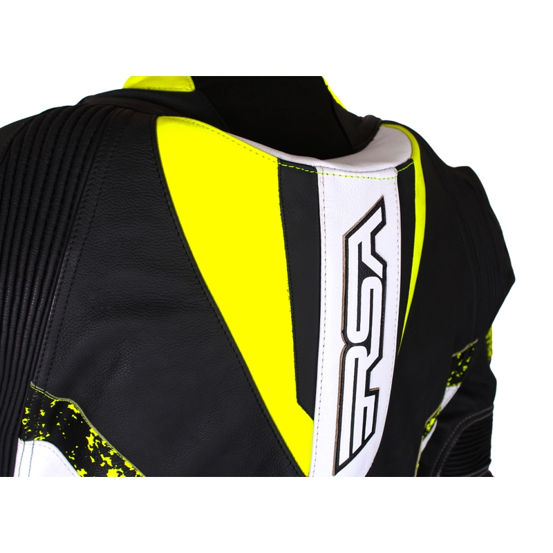 RSA Imola 2 zwart-wit-fluo gele motoroverall uitverkoop