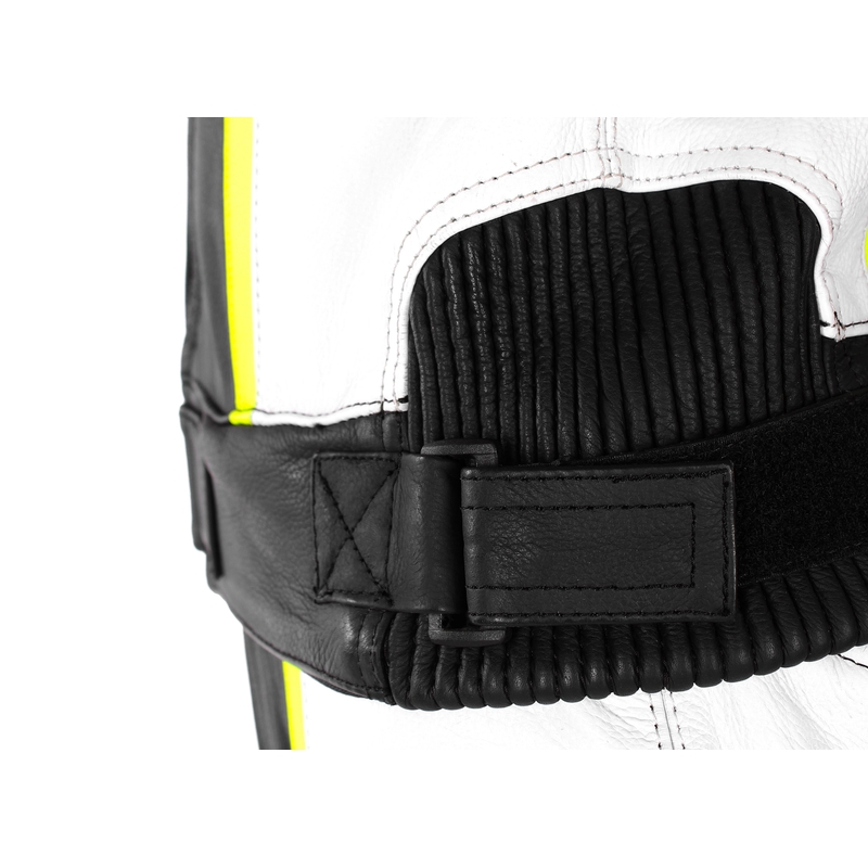 RSA Imola 2 zwart-wit-fluo gele motoroverall uitverkoop