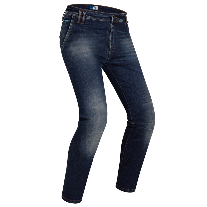 PMJ Russel blauwe motorjeans uitverkoop