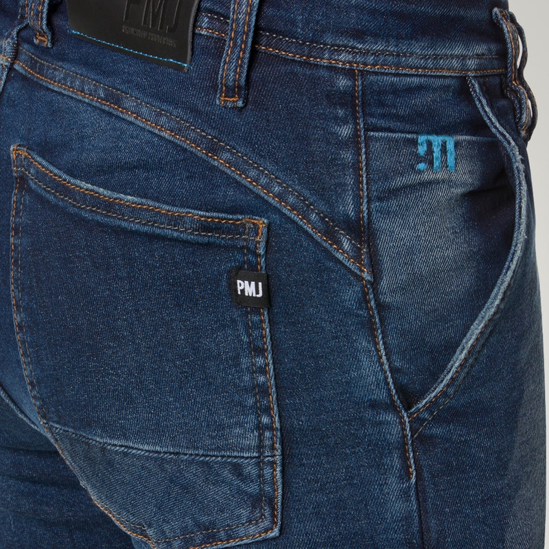 PMJ Russel blauwe motorjeans uitverkoop