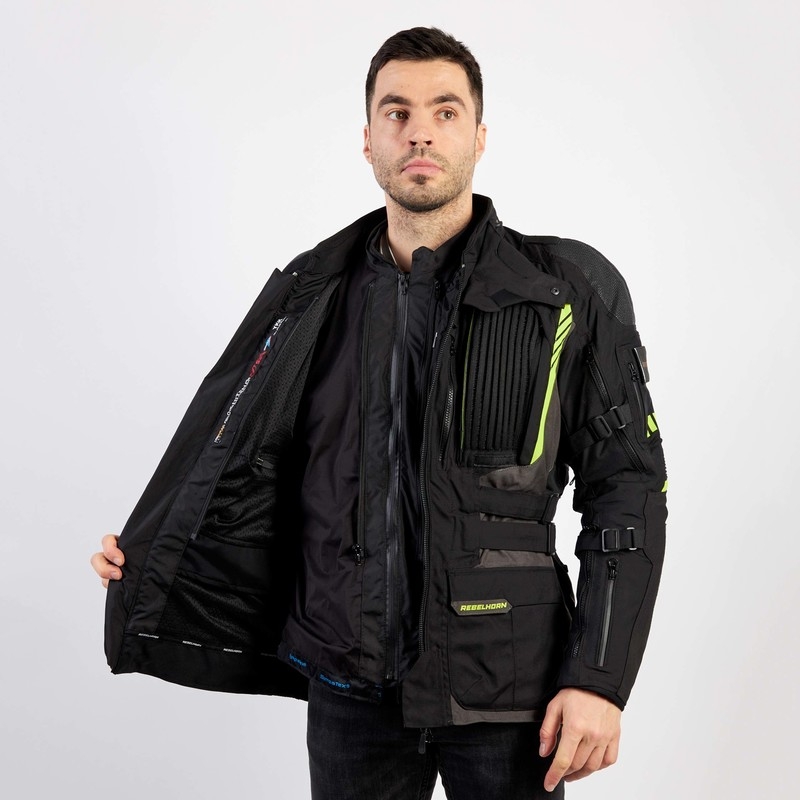 Rebelhorn Patrol zwart-grijs-fluo gele motorjas
