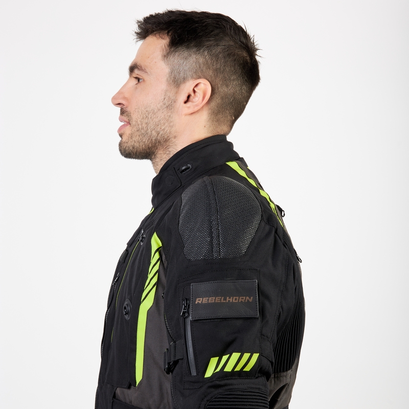 Rebelhorn Patrol zwart-grijs-fluo gele motorjas