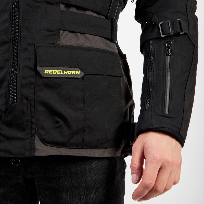 Rebelhorn Patrol zwart-grijs-fluo gele motorjas