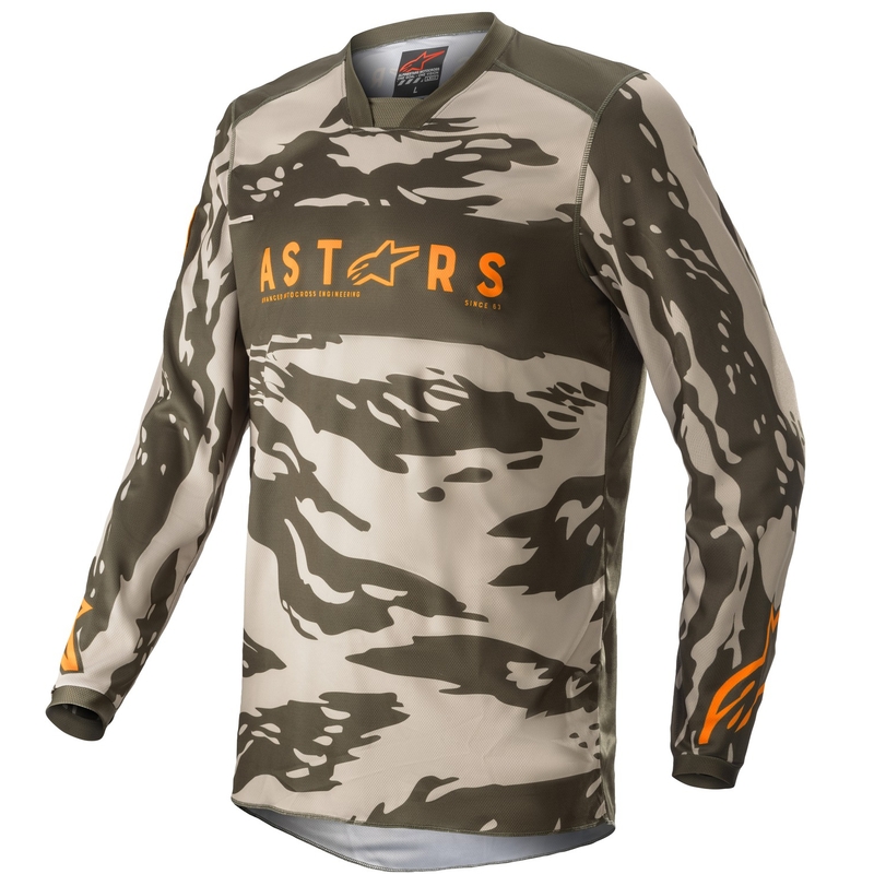 Kinder motorcross trui Alpinestars Racer Tactical camo groen-beige-oranje