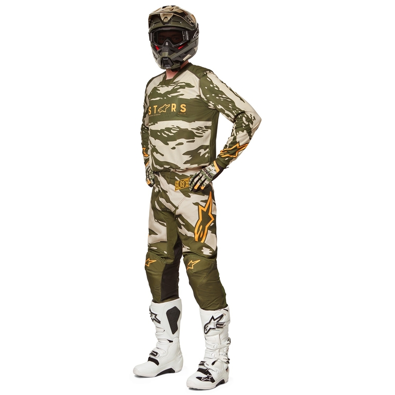 Kinder motorcross trui Alpinestars Racer Tactical camo groen-beige-oranje