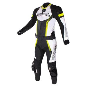 RSA Imola 2 zwart-wit-fluo gele motoroverall uitverkoop