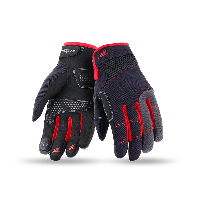 Motorhandschoenen SEVENTY DEGREES SD-C48 zwart en rood