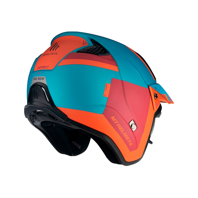 MT District SV Analog D24 open trial motorhelm rood-blauw-oranje