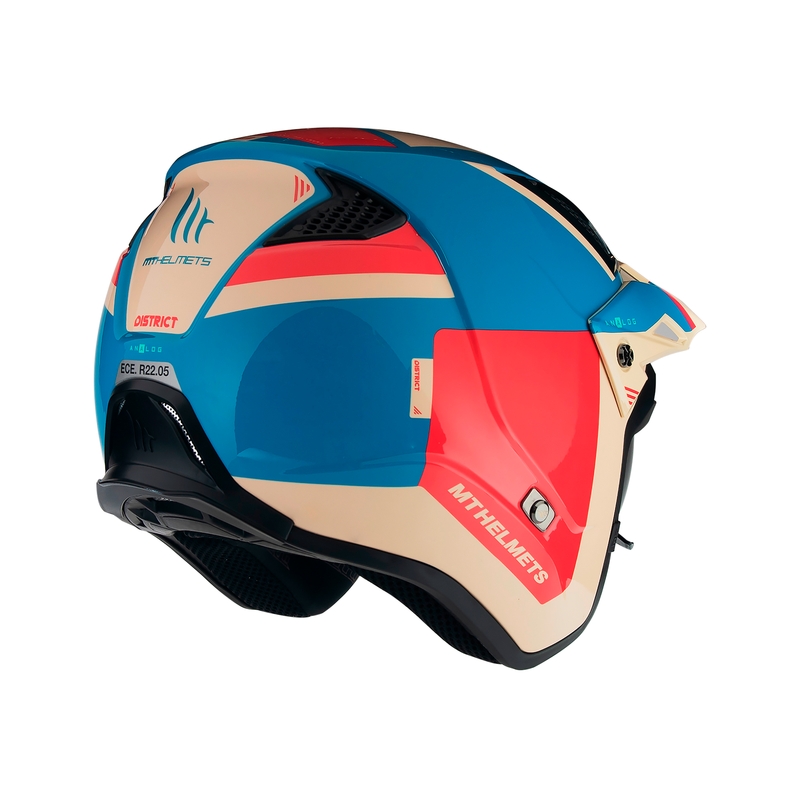 MT District SV Analog D7 open trial motorhelm rood-blauw-beige