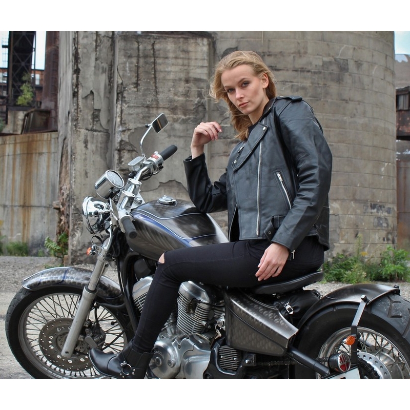 Dames leren crook RSA Chopper zwart