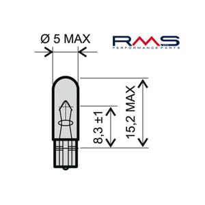 Žárovka RMS 12V 2W, T5 bílá