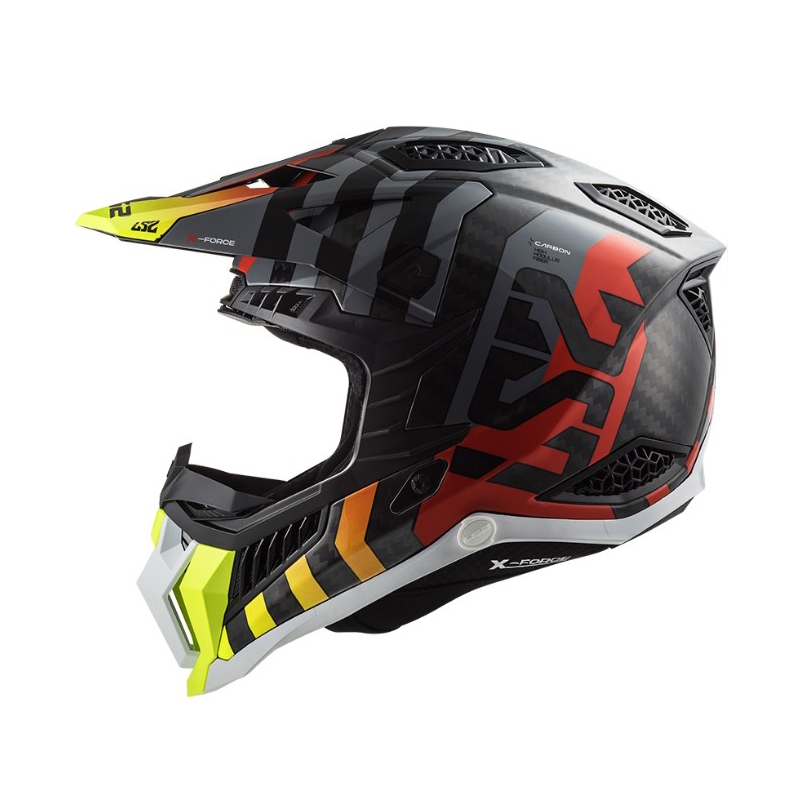 Motorcrosshelm LS2 MX703 C X-Force Barrier H-V zwart-grijs-rood-geel