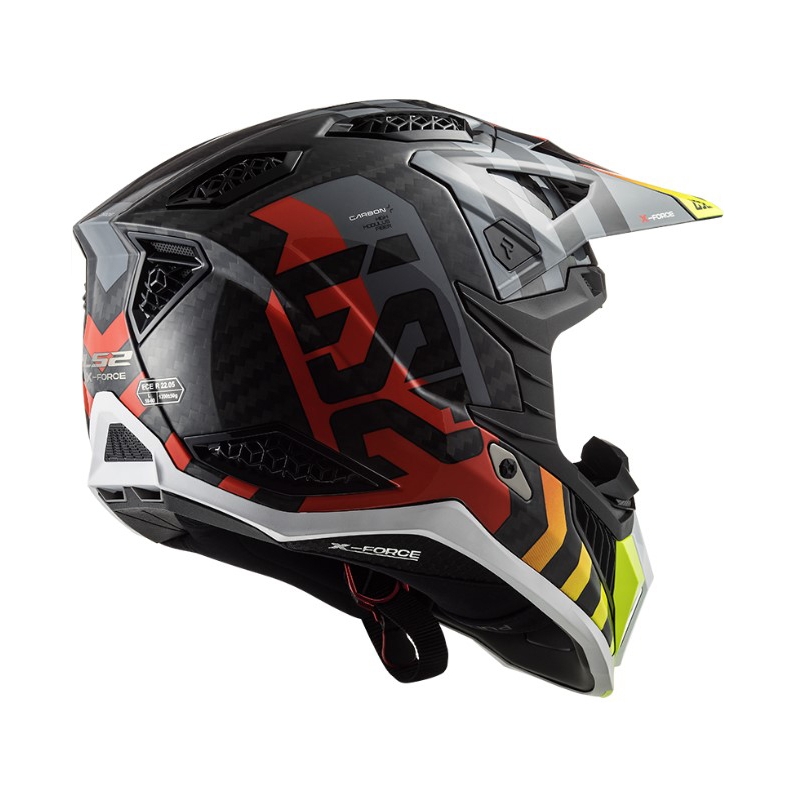 Motorcrosshelm LS2 MX703 C X-Force Barrier H-V zwart-grijs-rood-geel