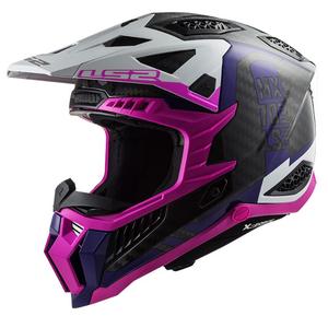 Motorcrosshelm LS2 MX703 C X-Force Victory zwart-wit-paars-roze