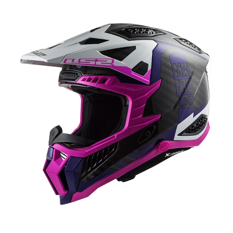 Motorcrosshelm LS2 MX703 C X-Force Victory zwart-wit-paars-roze
