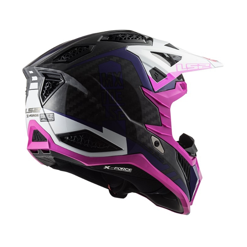 Motorcrosshelm LS2 MX703 C X-Force Victory zwart-wit-paars-roze