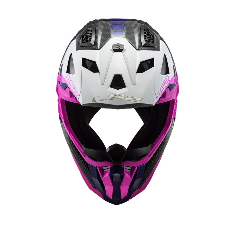 Motorcrosshelm LS2 MX703 C X-Force Victory zwart-wit-paars-roze