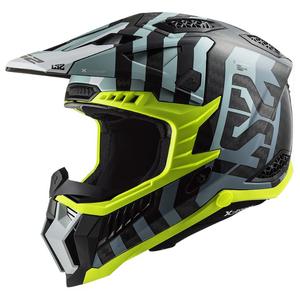 Motorcrosshelm LS2 MX703 C X-Force Barrier zwart-blauw-fluo geel