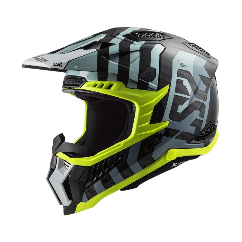 Motorcrosshelm LS2 MX703 C X-Force Barrier zwart-blauw-fluo geel