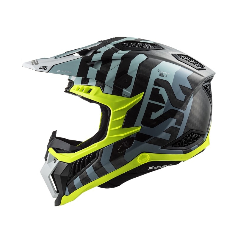 Motorcrosshelm LS2 MX703 C X-Force Barrier zwart-blauw-fluo geel