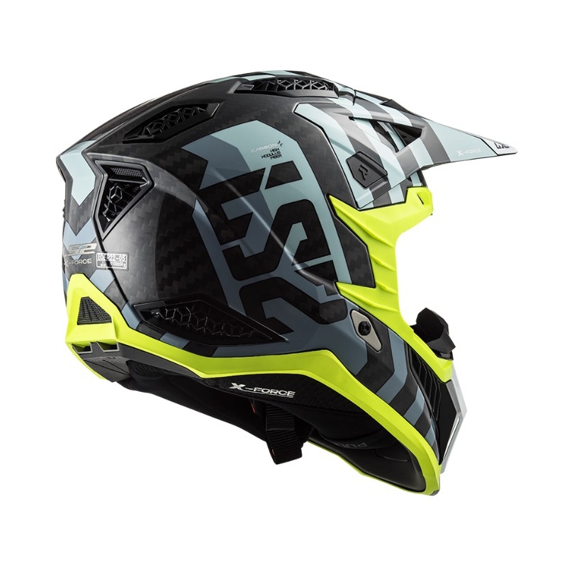 Motorcrosshelm LS2 MX703 C X-Force Barrier zwart-blauw-fluo geel
