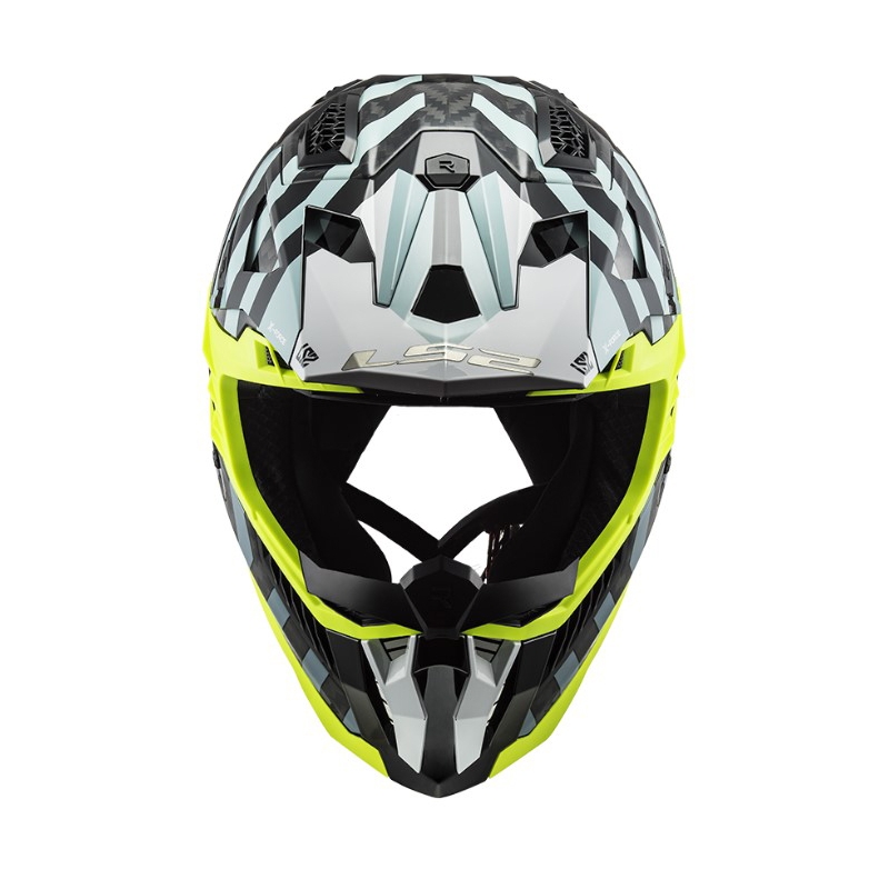 Motorcrosshelm LS2 MX703 C X-Force Barrier zwart-blauw-fluo geel