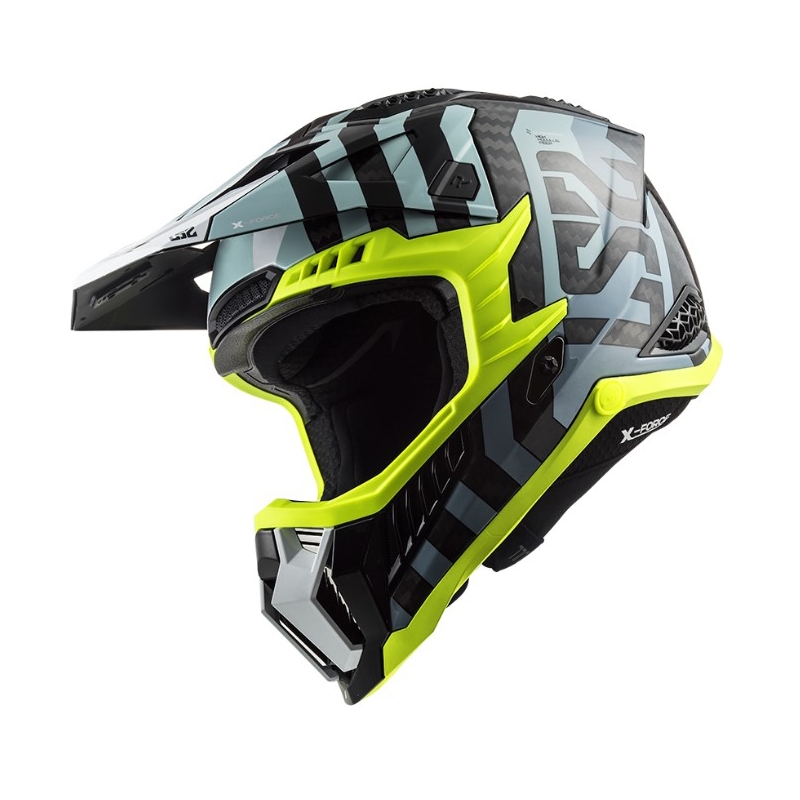 Motorcrosshelm LS2 MX703 C X-Force Barrier zwart-blauw-fluo geel