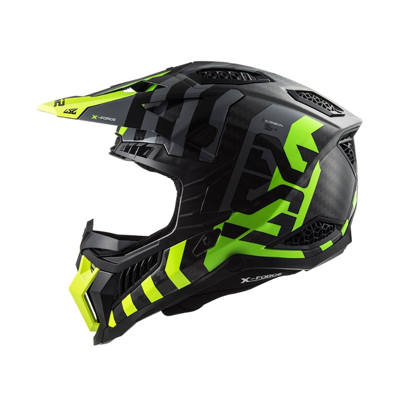 Motorcrosshelm LS2 MX703 C X-Force Barrier H-V zwart-grijs-fluo geel
