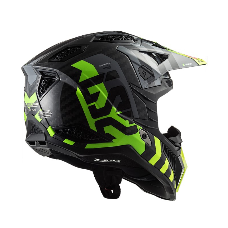 Motorcrosshelm LS2 MX703 C X-Force Barrier H-V zwart-grijs-fluo geel