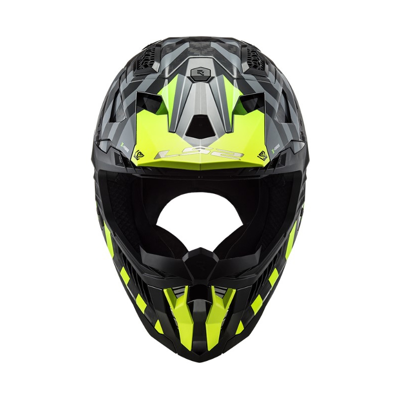 Motorcrosshelm LS2 MX703 C X-Force Barrier H-V zwart-grijs-fluo geel