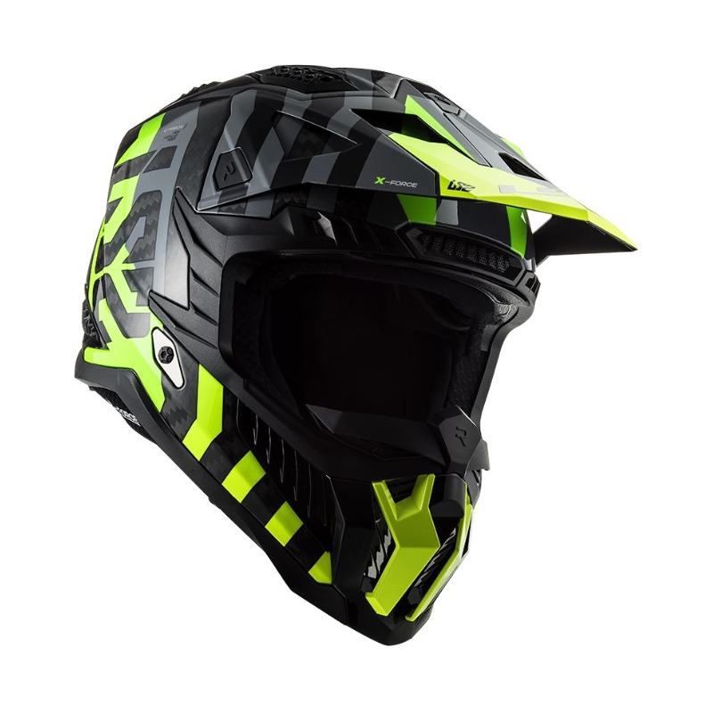 Motorcrosshelm LS2 MX703 C X-Force Barrier H-V zwart-grijs-fluo geel