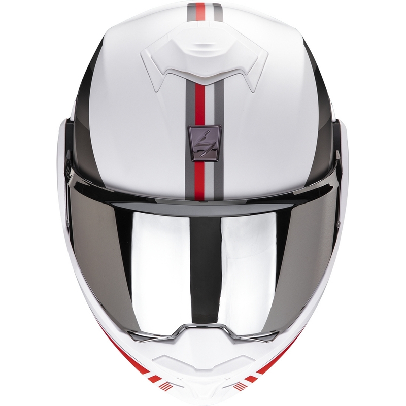 Opvouwbare motorhelm Scorpion EXO-TECH EVO Genre wit-zilver-rood uitverkoop