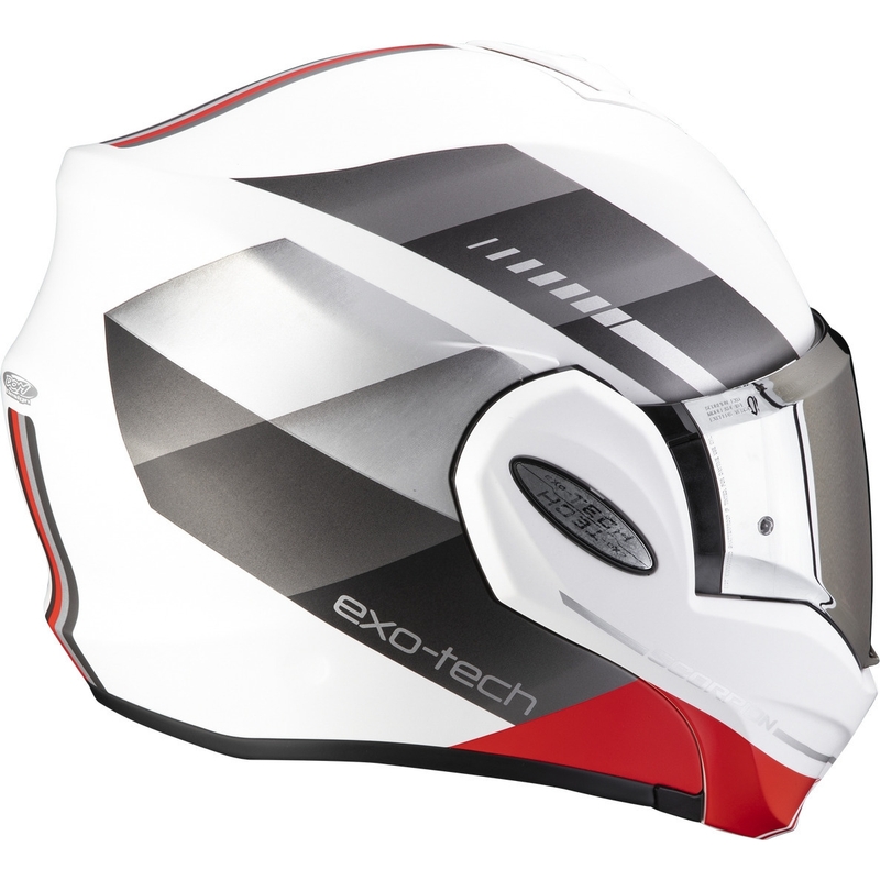 Opvouwbare motorhelm Scorpion EXO-TECH EVO Genre wit-zilver-rood uitverkoop