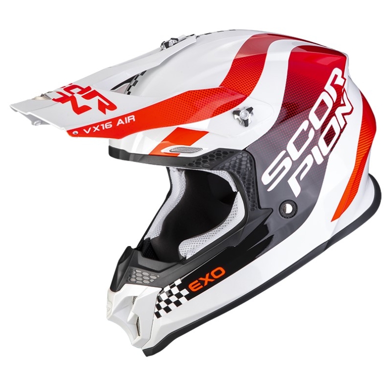 Motorcrosshelm Scorpion VX-16 EVO AIR SOUL wit-rood