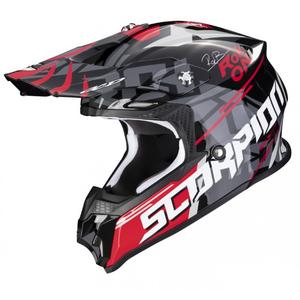 Motorcrosshelm Scorpion VX-16 EVO AIR ROK BAGOROS zwart-grijs-wit-rood