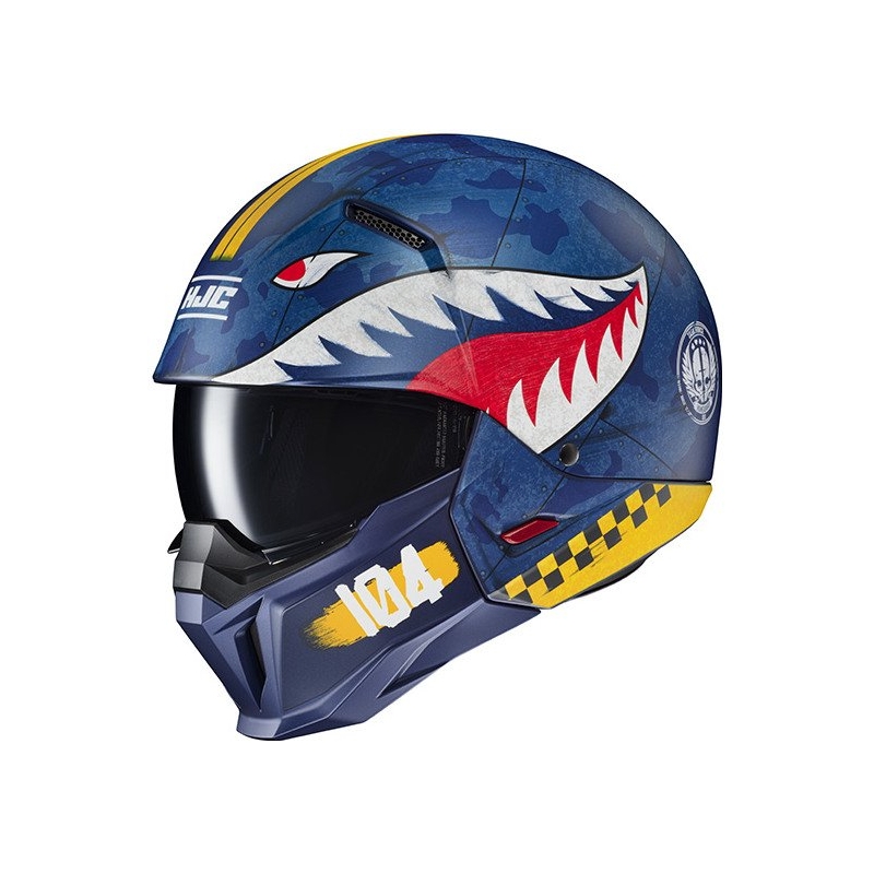 Open helm met masker HJC i20 Vanguard Call Of Duty MC2SF wit-geel-rood-blauw