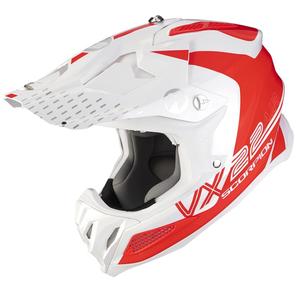 Motorcrosshelm Scorpion VX-22 Air Ares wit-rood