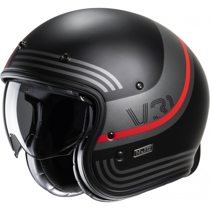 Open motorhelm HJC V31 Byron MC1SF rood-grijs-zwart