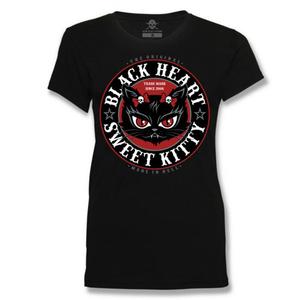 Dames-T-shirt Zwart Hart Kitty uitverkoop