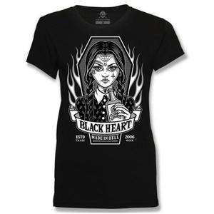 Dames-T-shirt Zwart Hart Woensdag