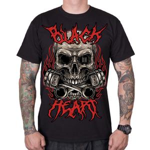 Heren-T-shirt Zwart Hart Metalen Hoofd