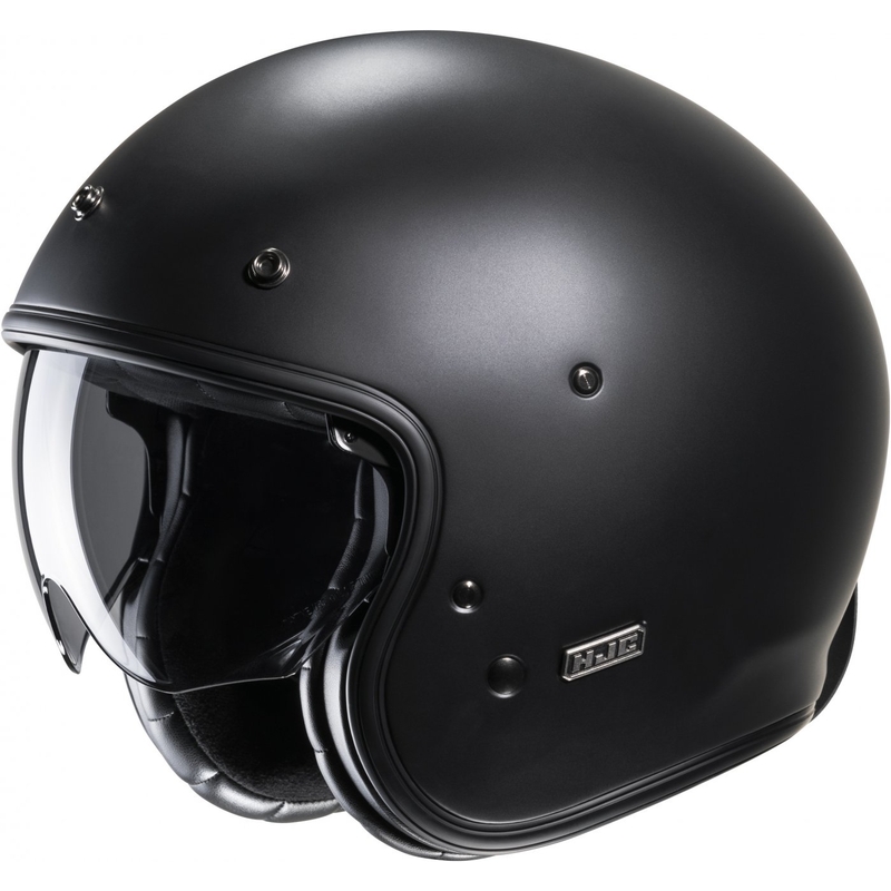 HJC V31 Solid semi-vlakke zwarte motorhelm met open vizier