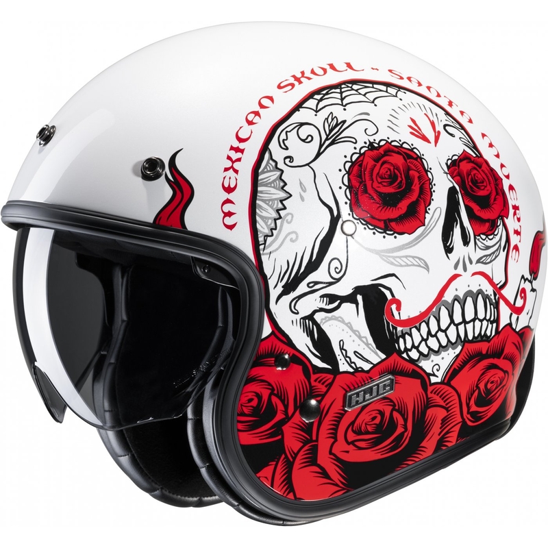 Open motorhelm HJC V31 Desto MC1 wit-zwart-rood